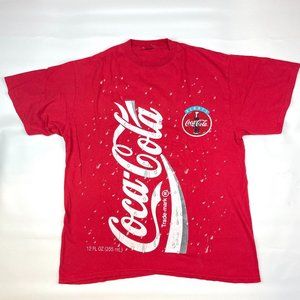 VTG Coca-Cola All Over Print T Shirt Sz XL Red Can Design Trademark Logo 90s AOP